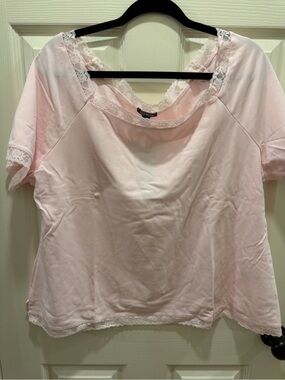 Wild Fable Soft Pink Lace-Trim Short Sleeve Tee - 3X NWT